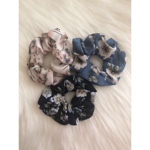 3 pack floral scrunchies